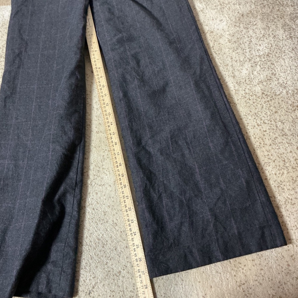 Banana Republic Martin Plaid Wool Trousers Women 6 Gray Purple Wide Leg Pants - Picture 2 of 8